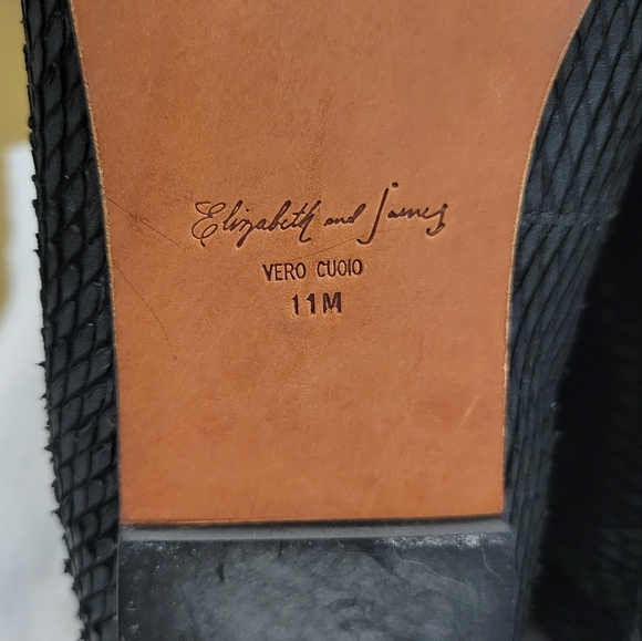 Elizabeth And James Black Reptile Embossed Leather Booties Size 11 - Picture 10 of 12